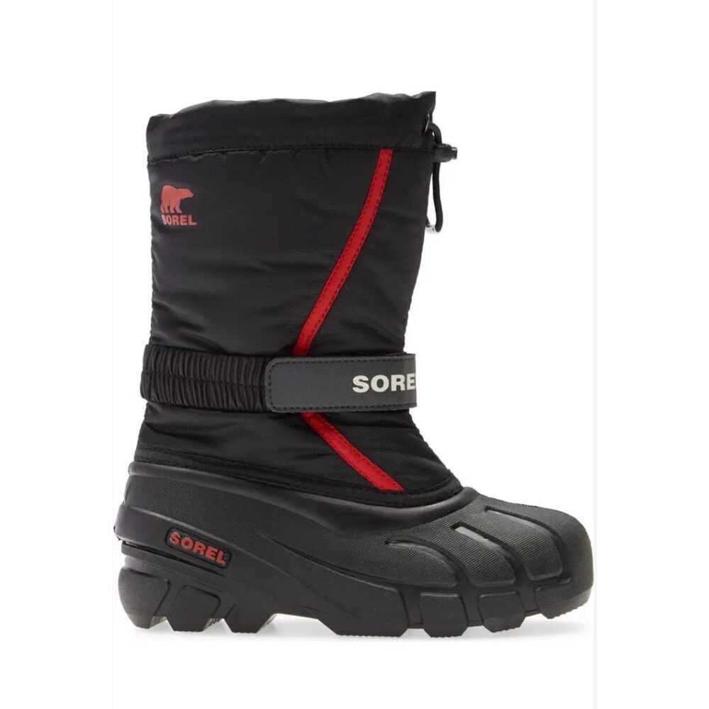 Sorel Winter Snow Boots Black Red Waterproof Thermal Size 6 Women